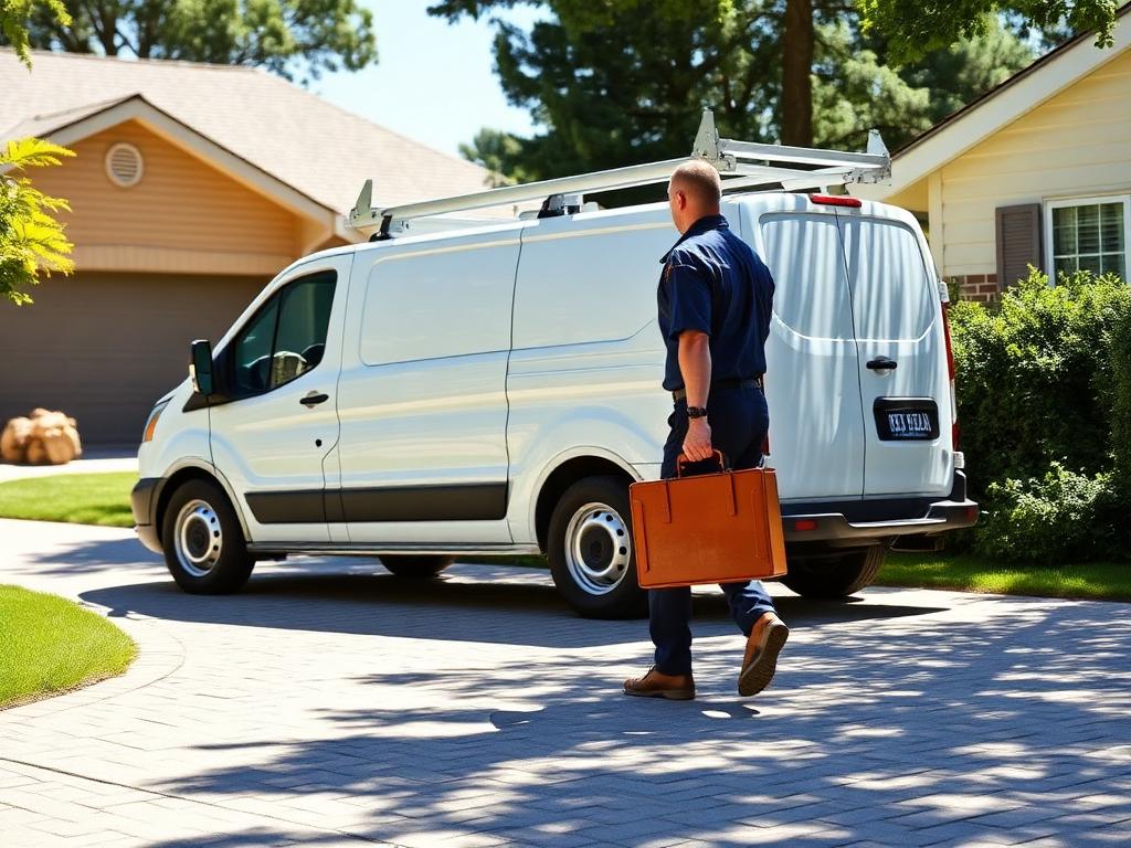 Precision Plumbing service van and crew