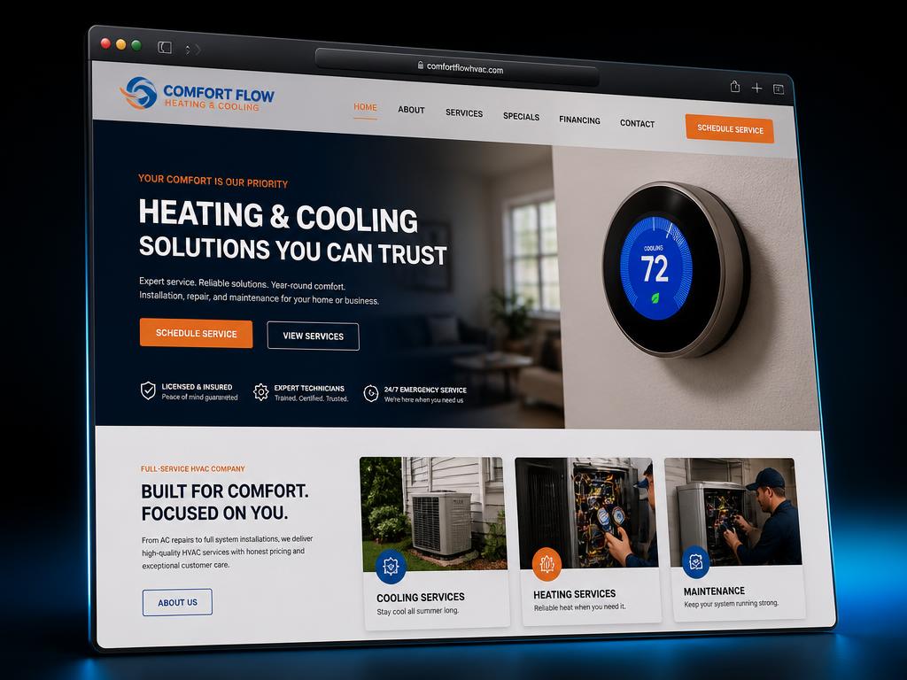 Comfort First HVAC website preview
